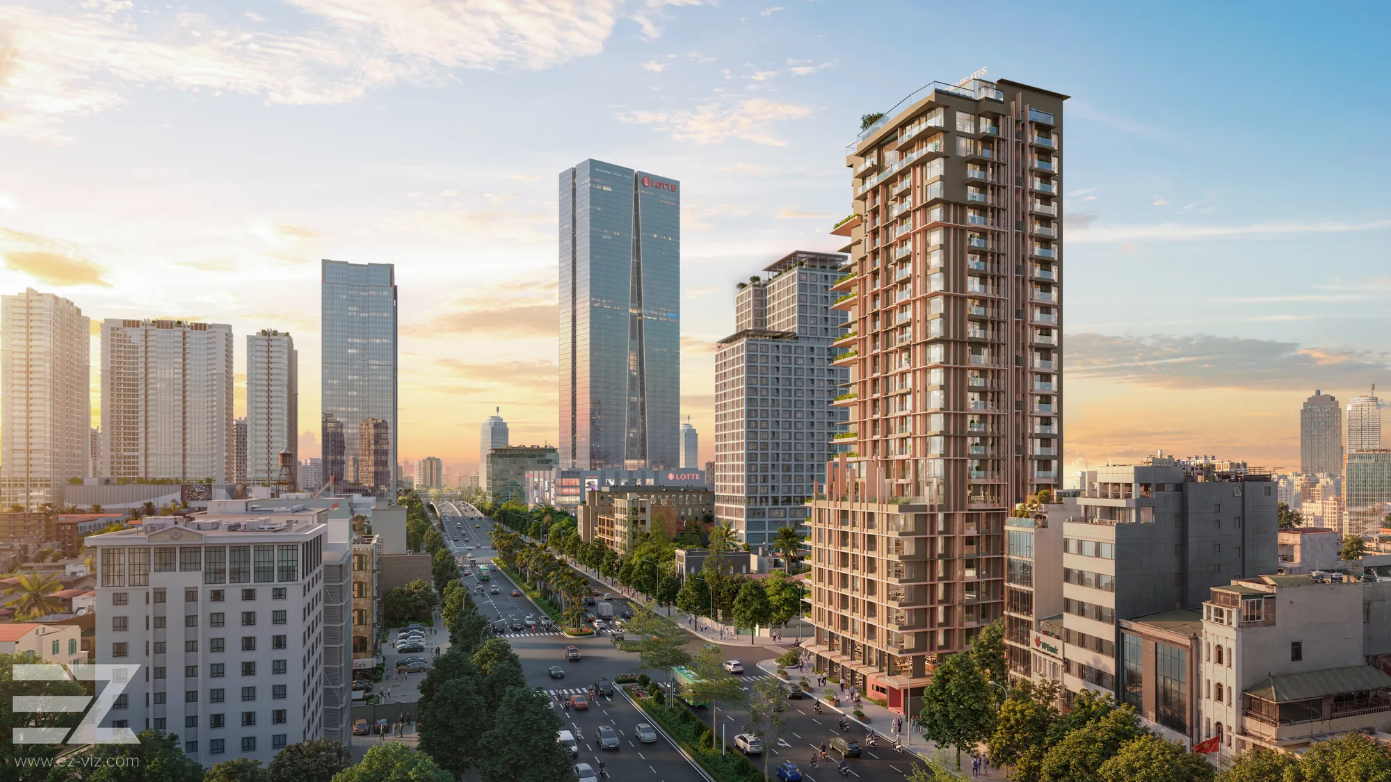 The Legatus giữa khu ngoại giao Ba Đình, cạnh Lotte Center